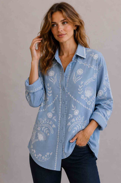 Azure and Indigo - Feather Shirt