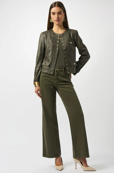 Joseph Ribkoff - Foiled Faux Suede Fitted Jacket