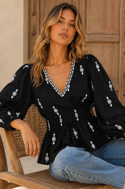 Azure and Indigo - Folk Top