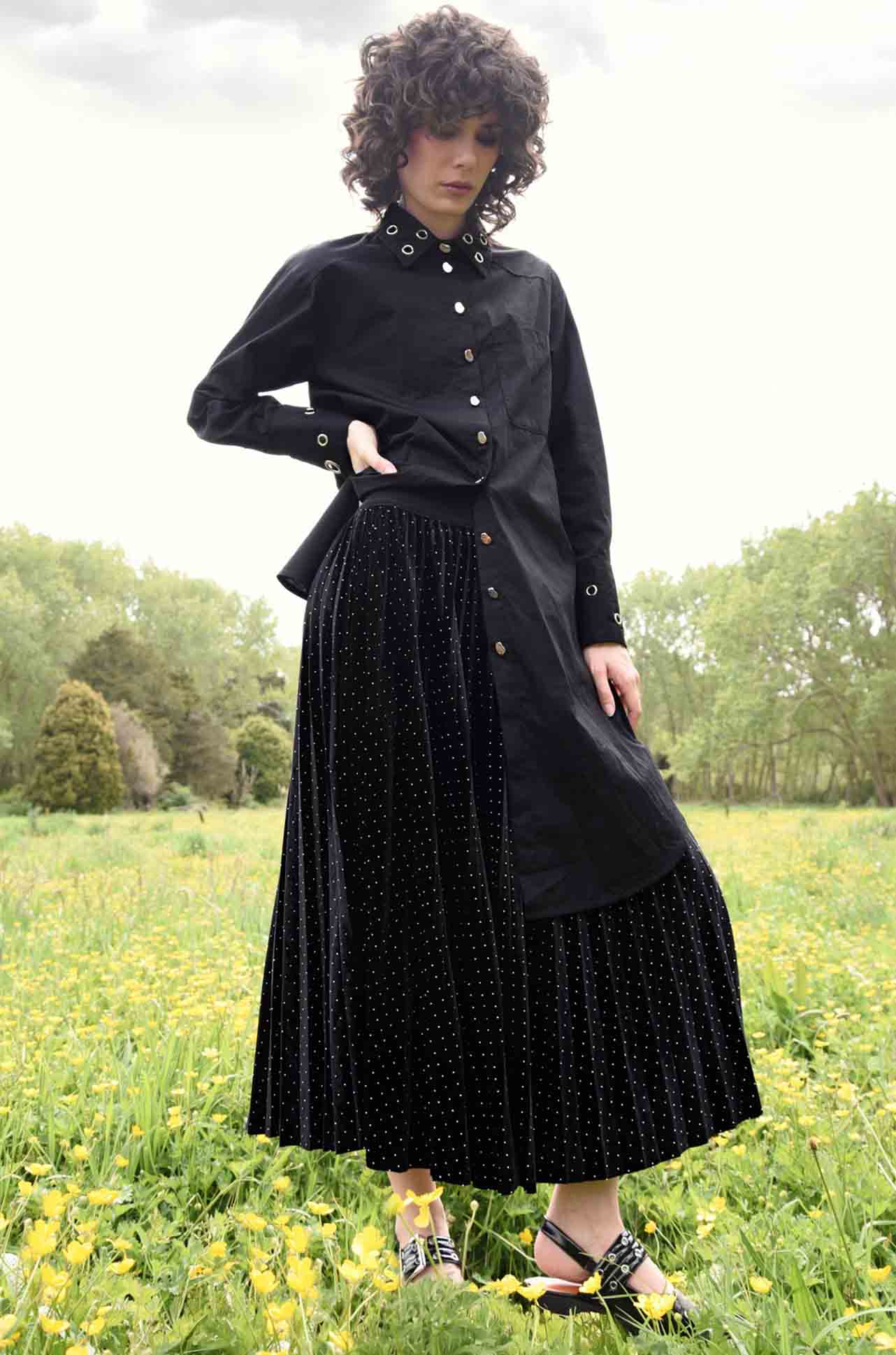 Curate - Starry Night Forever Long Skirt in Black