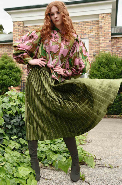 Curate - Starry Night Forever Long Skirt in Khaki
