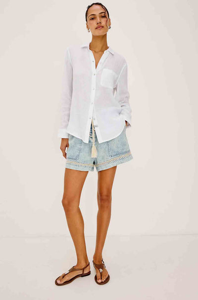 Rails - Foster Short in Bleached Indigo Blanket Stitch