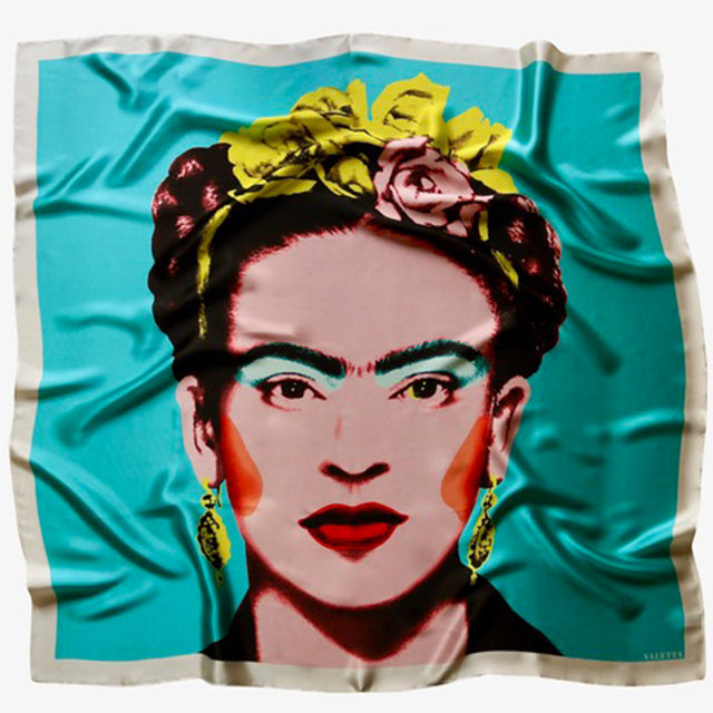 Valetta Silk Scarves - Frida Kalho Scarf in Blue