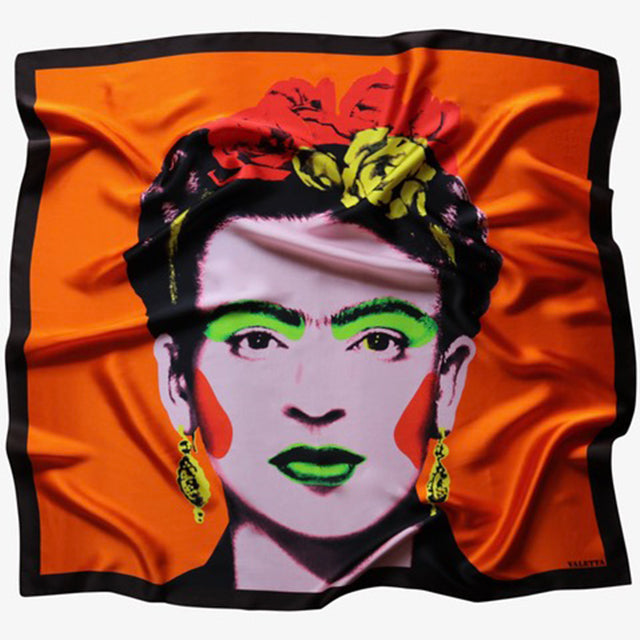 Valetta Silk Scarves - Frida Kalho Scarf in Orange