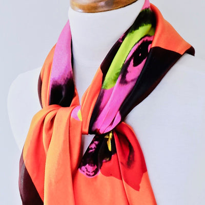 Valetta Silk Scarves - Frida Kalho Scarf in Orange