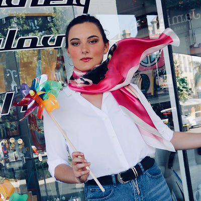 Valetta Silk Scarves - Frida Kalho Scarf in Pink