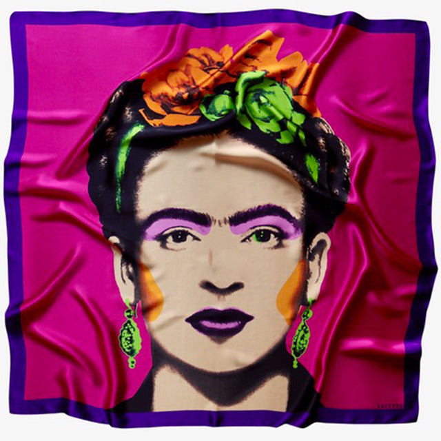 Valetta Silk Scarves - Frida Kalho Scarf in Purple