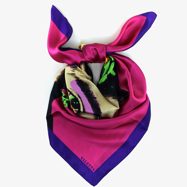 Valetta Silk Scarves - Frida Kalho Scarf in Purple