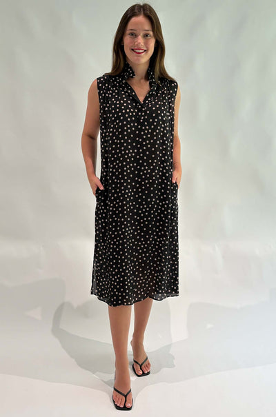 Mela Purdie - Frill Tank Dress in Scattered Spot Silk Print