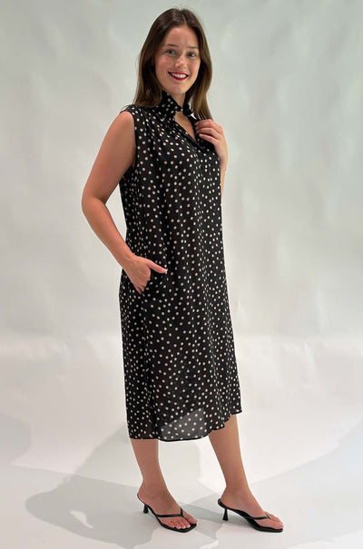 Mela Purdie - Frill Tank Dress in Scattered Spot Silk Print