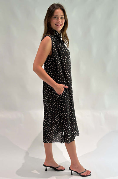 Mela Purdie - Frill Tank Dress in Scattered Spot Silk Print