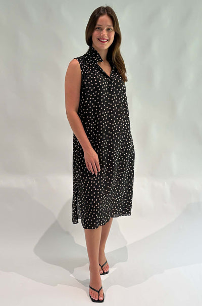 Mela Purdie - Frill Tank Dress in Scattered Spot Silk Print