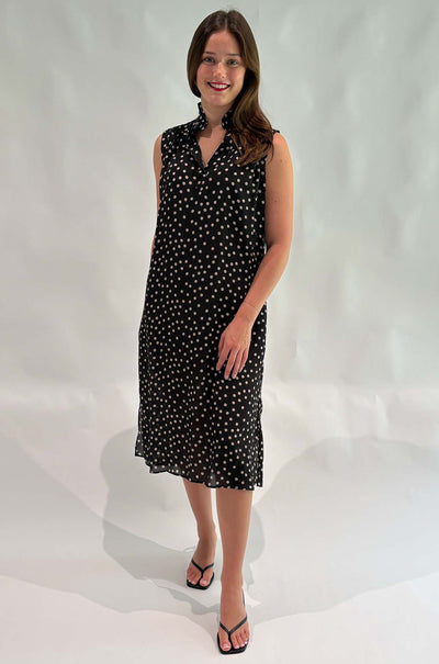 Mela Purdie - Frill Tank Dress in Scattered Spot Silk Print