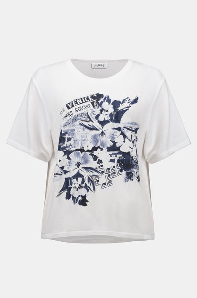 Joseph Ribkoff - Front Print Straight Tshirt with Rhinestones
