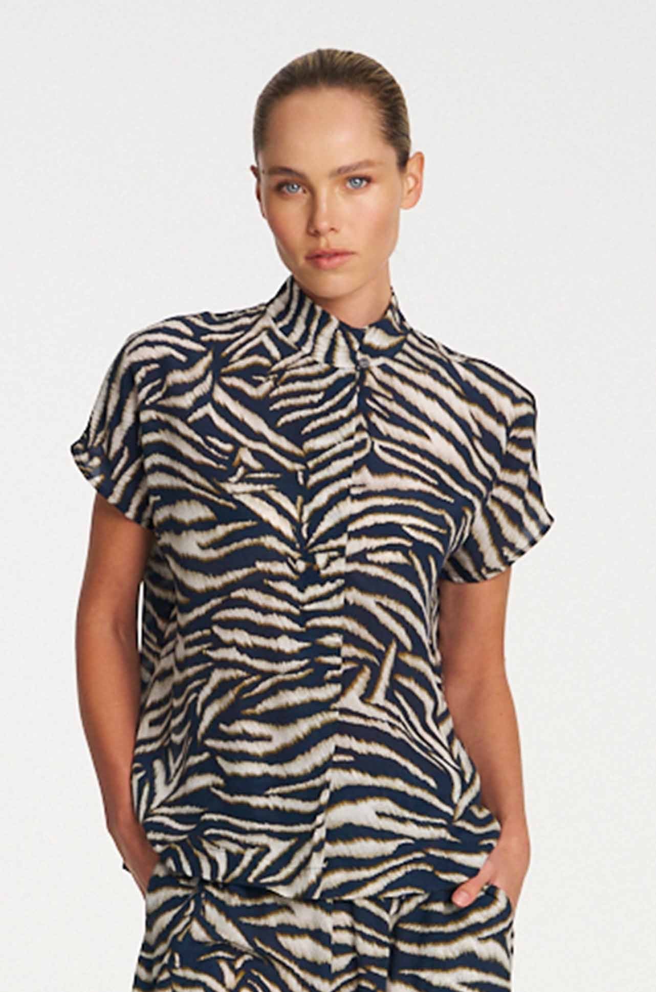 Mela Purdie - Funnel Shell in Brush Print Silk