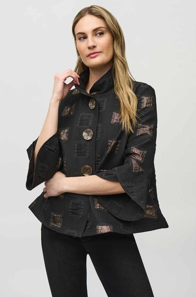 Joseph Ribkoff - Geometric Lurex Jacquard Trapeze Jacket