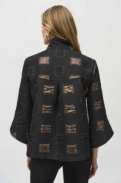 Joseph Ribkoff - Geometric Lurex Jacquard Trapeze Jacket