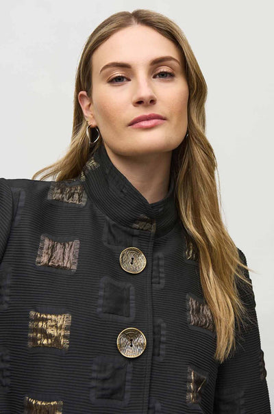 Joseph Ribkoff - Geometric Lurex Jacquard Trapeze Jacket