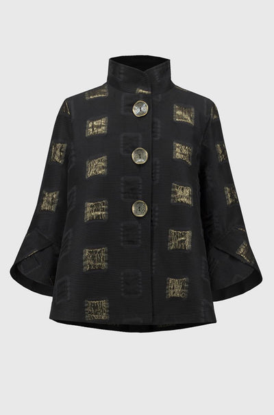 Joseph Ribkoff - Geometric Lurex Jacquard Trapeze Jacket