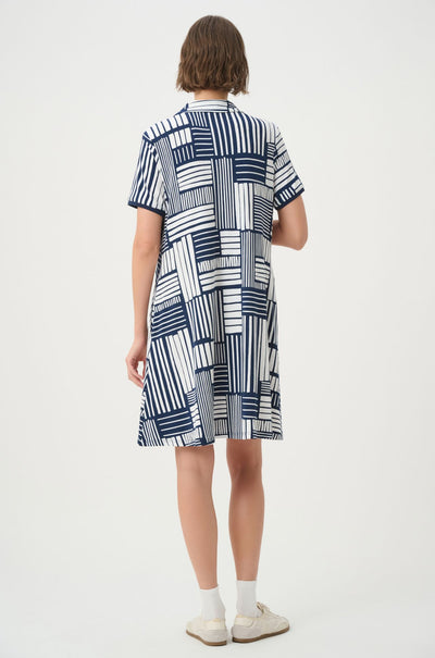 Joseph Ribkoff - Geometric Print Polo Trapeze Dress