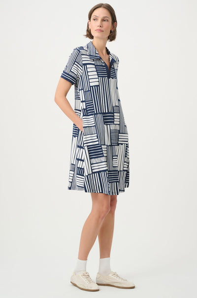 Joseph Ribkoff - Geometric Print Polo Trapeze Dress
