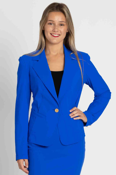Paula Ryan - Girlfriend Jacket in Greek Blue