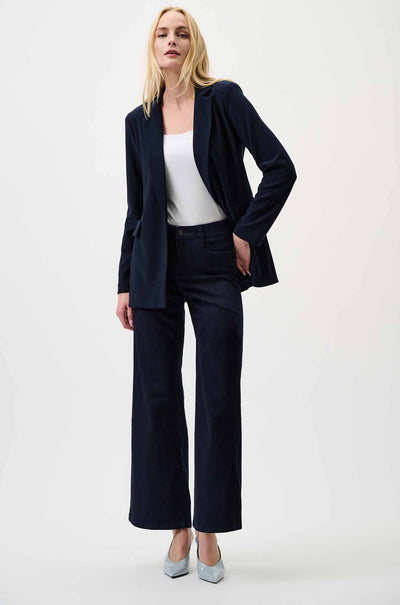 Joseph Ribkoff - Goldie Classic Wide-Leg Stretch Jeans in Dark Blue Denim