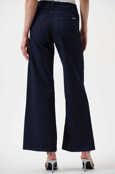 Joseph Ribkoff - Goldie Classic Wide-Leg Stretch Jeans in Dark Blue Denim