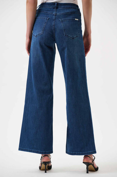 Joseph Ribkoff - Goldie Classic Wide-Leg Stretch Jeans in Denim Medium Blue