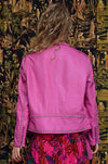 Cooper - Hide & Seek Star Studded Leather Jacket in Pink