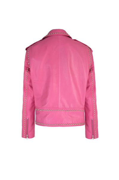 Cooper - Hide & Seek Star Studded Leather Jacket in Pink