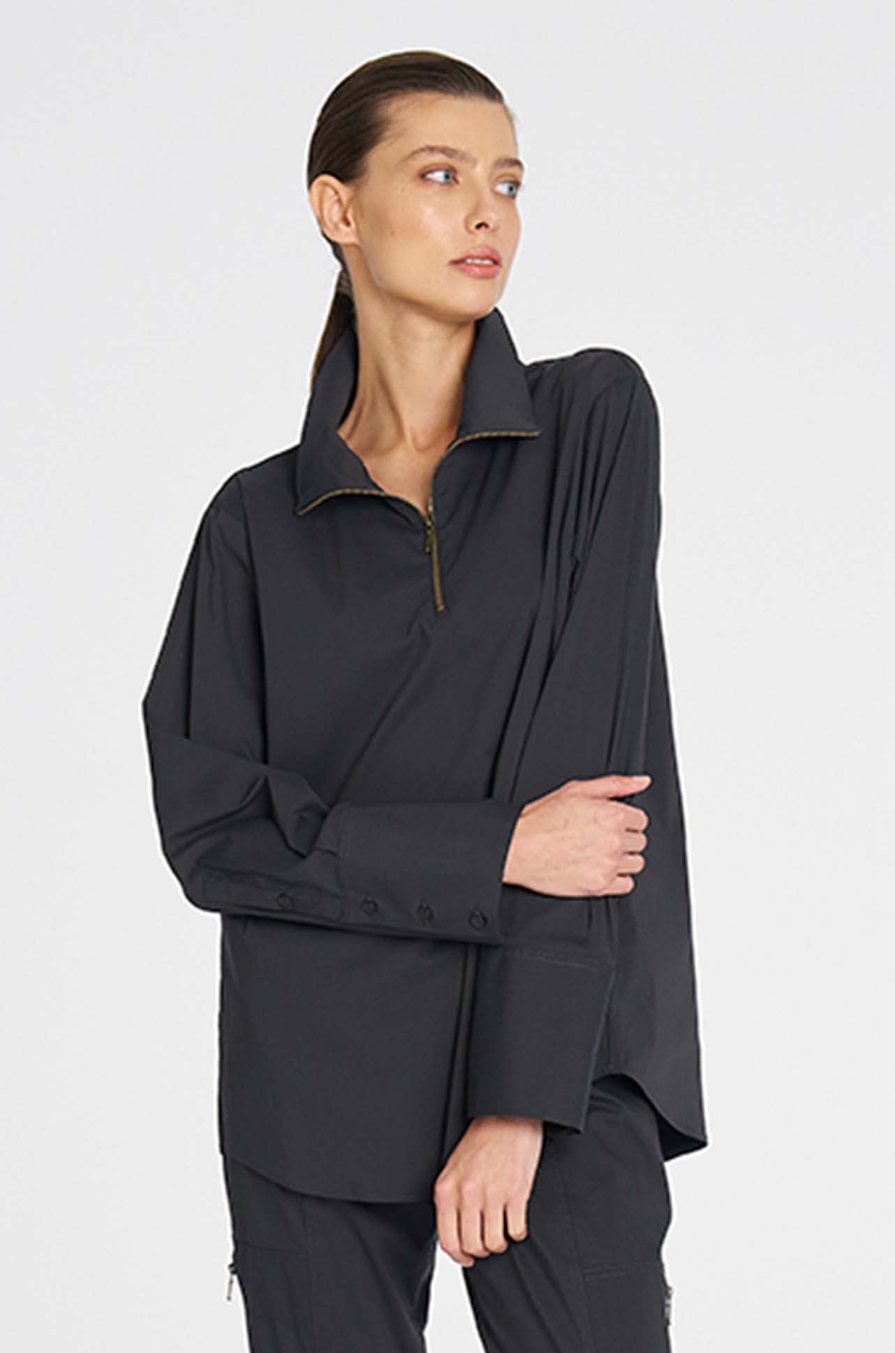 Mela Purdie - Half Zip Blouse in Microprene