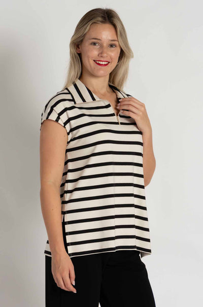 Mela Purdie - Half Zip Shell in Trunk Stripe Knit