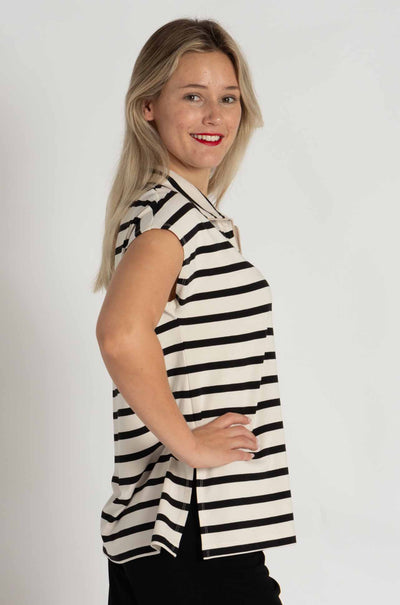 Mela Purdie - Half Zip Shell in Trunk Stripe Knit