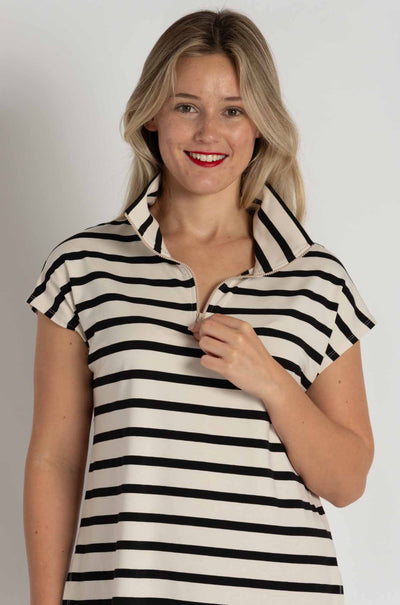 Mela Purdie - Half Zip Shell in Trunk Stripe Knit