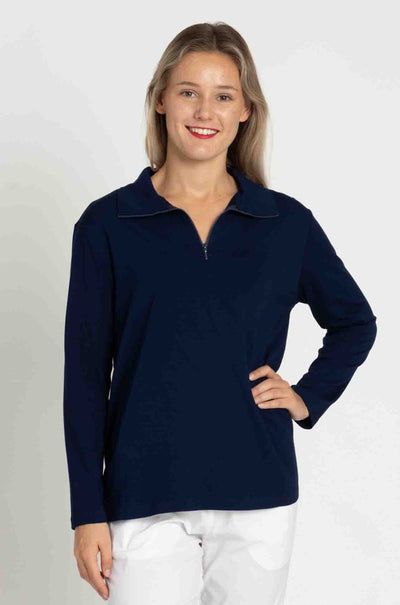 Mela Purdie - Half Zip Sweater in Denim