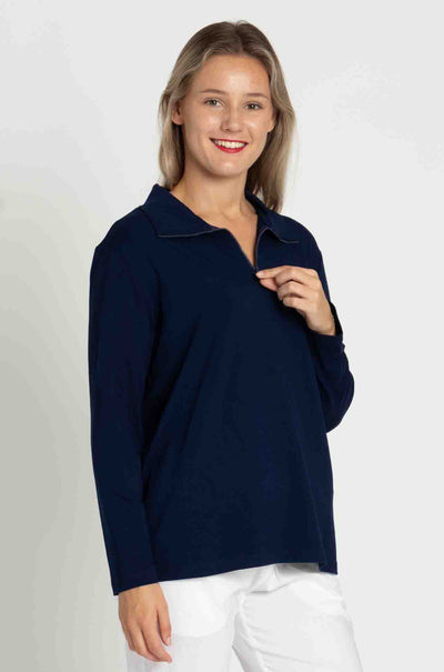 Mela Purdie - Half Zip Sweater in Denim