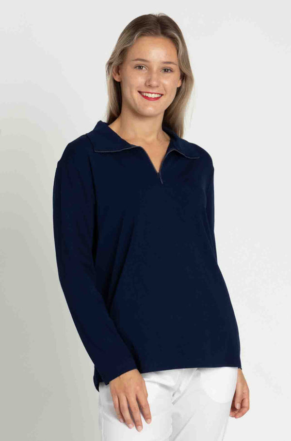MALDA™ - Chic Plaid Print Half Zip Long Sleeve Sweater