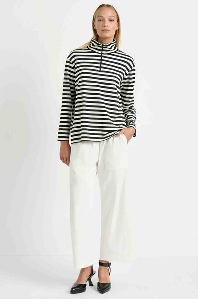 Mela Purdie - Half Zip Sweater in Bevel Stripe Knit