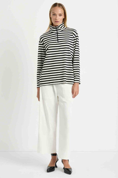 Mela Purdie - Half Zip Sweater in Bevel Stripe Knit