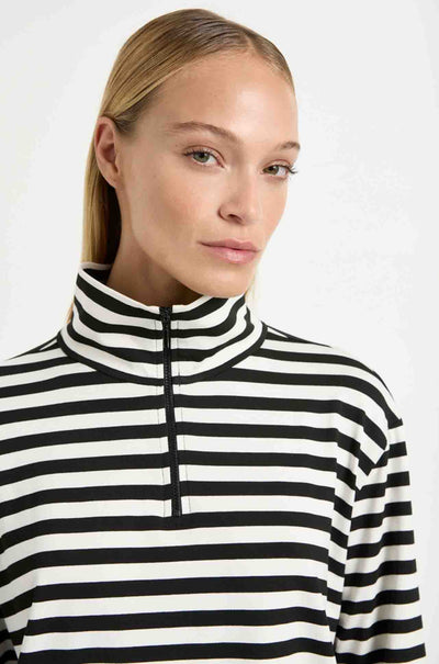 Mela Purdie - Half Zip Sweater in Bevel Stripe Knit