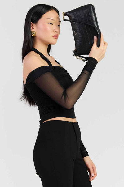 Saben - Haven Shoulder Bag in Black Croc