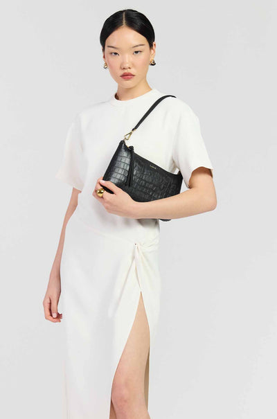 Saben - Haven Shoulder Bag in Black Croc
