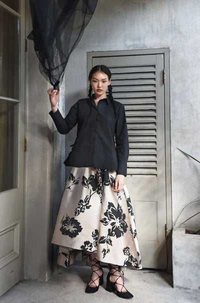 Trelise Cooper - Enter The Bloom How Bow Can You Go Skirt in Taupe/Black