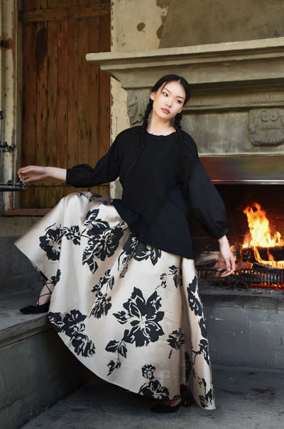 Trelise Cooper - Enter The Bloom How Bow Can You Go Skirt in Taupe/Black