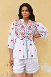 Azure and Indigo - Hummingbird Embroidered Shirt