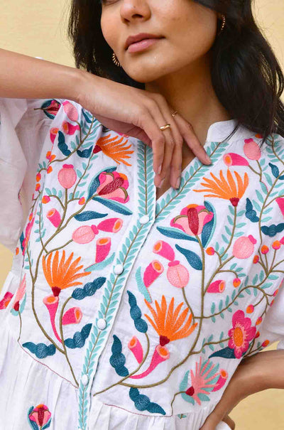 Azure and Indigo - Hummingbird Embroidered Shirt