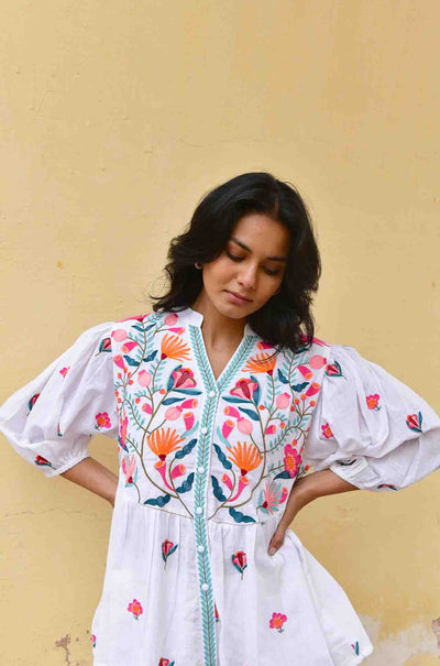 Azure and Indigo - Hummingbird Embroidered Shirt
