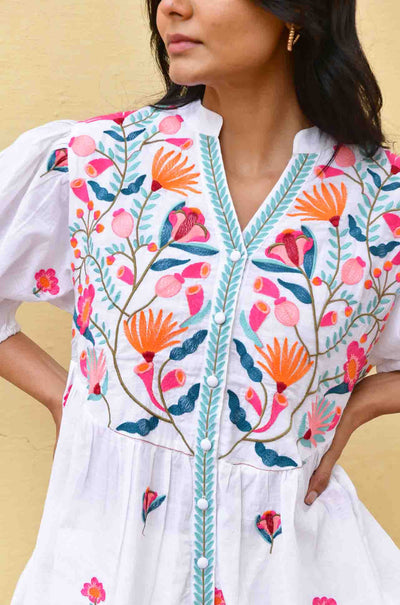 Azure and Indigo - Hummingbird Embroidered Shirt