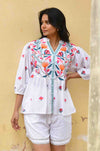 Azure and Indigo - Hummingbird Embroidered Shirt